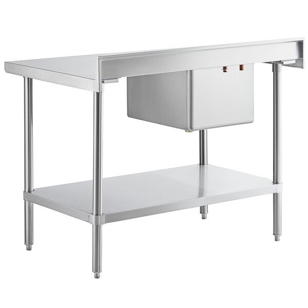 Regency 30" x 48" 16 Gauge Stainless Steel Work Table with Sink and Faucet - Sink on Left