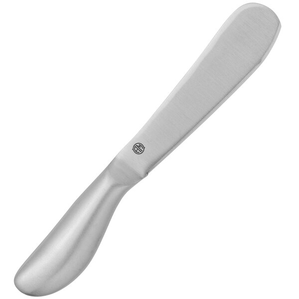 An American Metalcraft stainless steel cheese spreader with a handle.