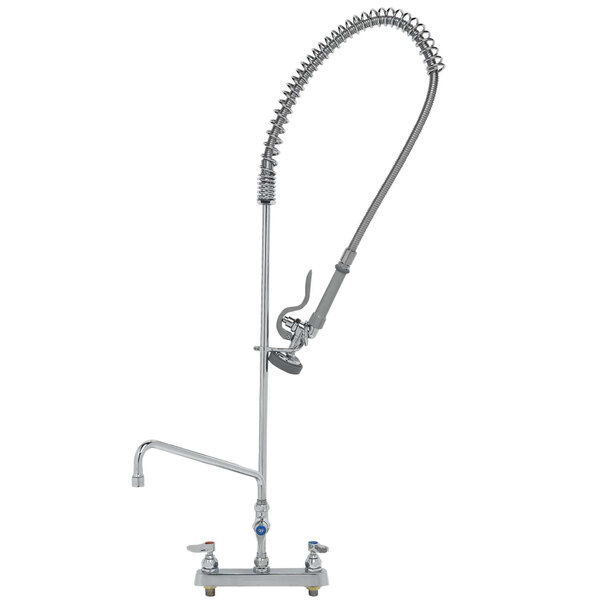 A T&S EasyInstall deck mounted pre-rinse faucet with a hose.