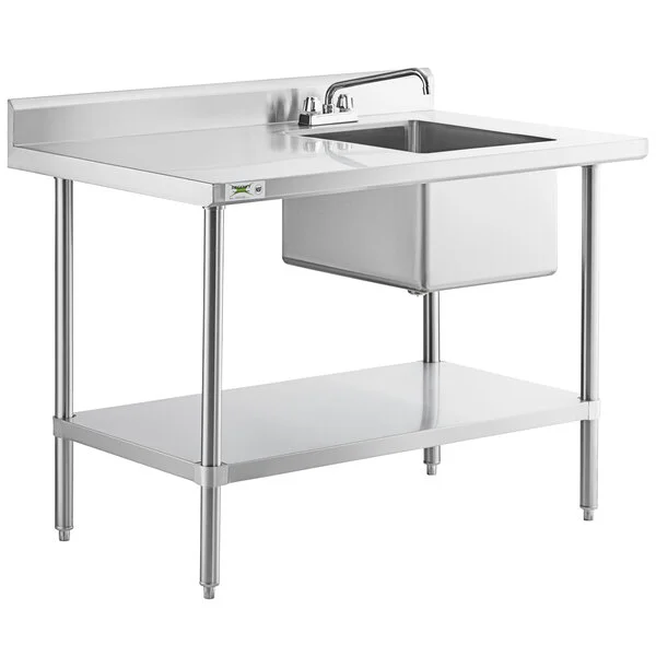 Regency 30" x 48" 16 Gauge Stainless Steel Work Table with Sink and Faucet - Sink on Right