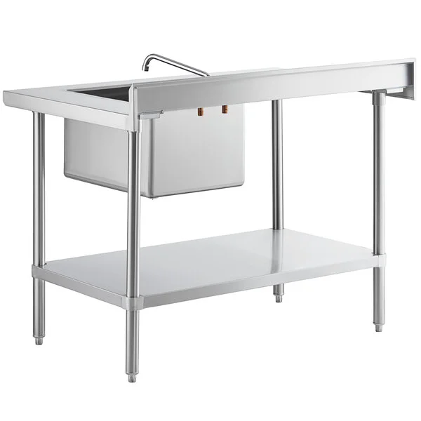 Regency 30" x 48" 16 Gauge Stainless Steel Work Table with Sink and Faucet - Sink on Right