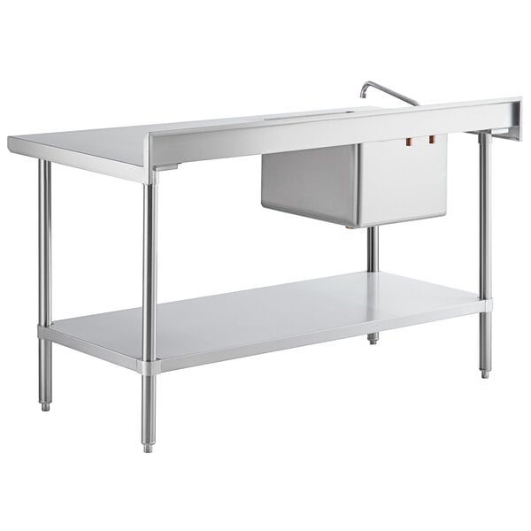 Regency 30" x 60" 16 Gauge Stainless Steel Work Table with Sink and Faucet - Sink on Left