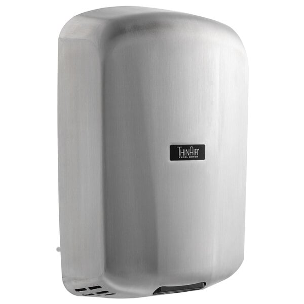 An Excel ThinAir hand dryer with a stainless steel cover.