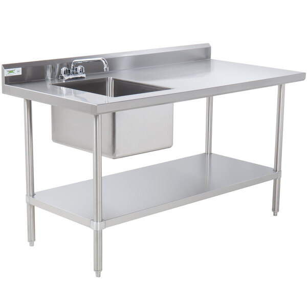 Regency 30 X 48 16 Gauge Stainless Steel Work Table With Sink
