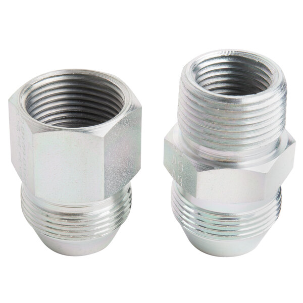 The stainless steel ends of a Dormont stainless steel gas connector hose.