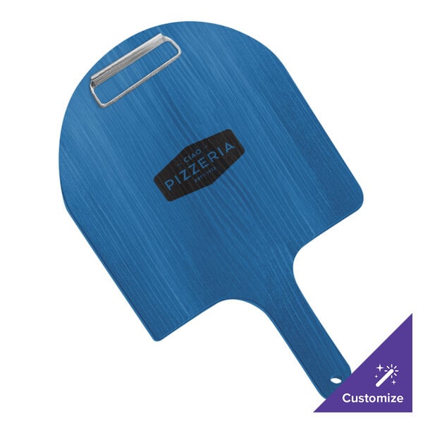 Menu Solutions WDPPCP 5" x 9" Customizable True Blue Pizza Peel Menu Clipboard / Check Presenter