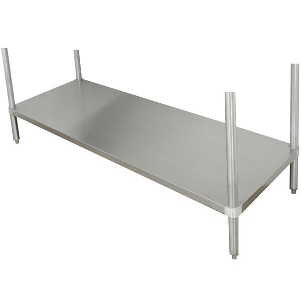 A stainless steel Advance Tabco hot food table with metal undershelf and legs.