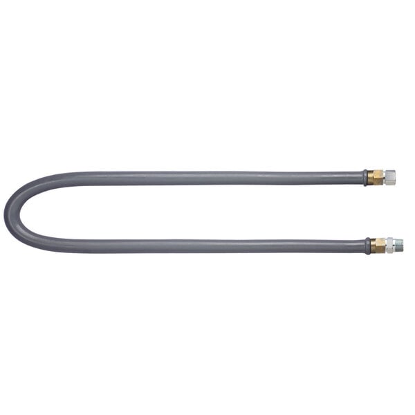 A close-up of a grey tubing with gold tips.