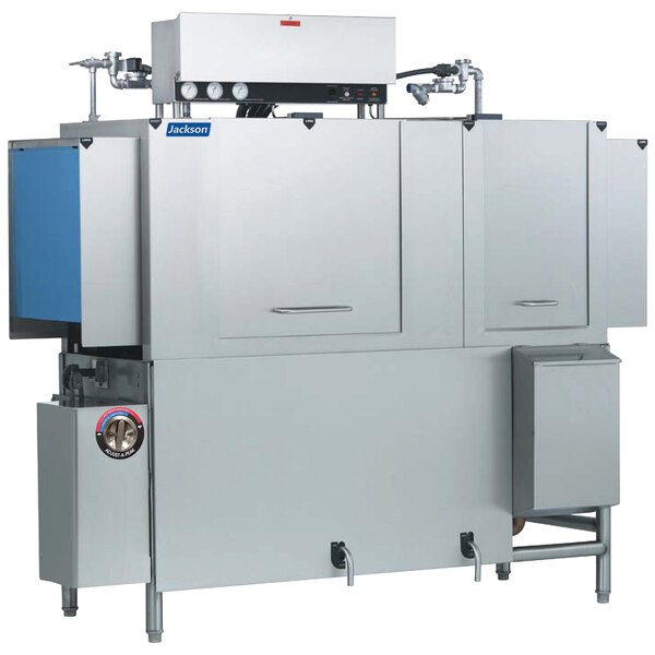 A large industrial machine with a blue door.