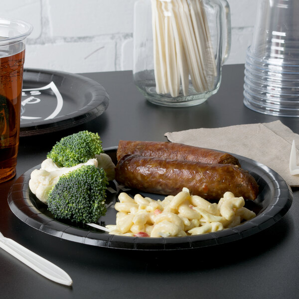 A plate of Las Vegas Raiders themed food on a table.