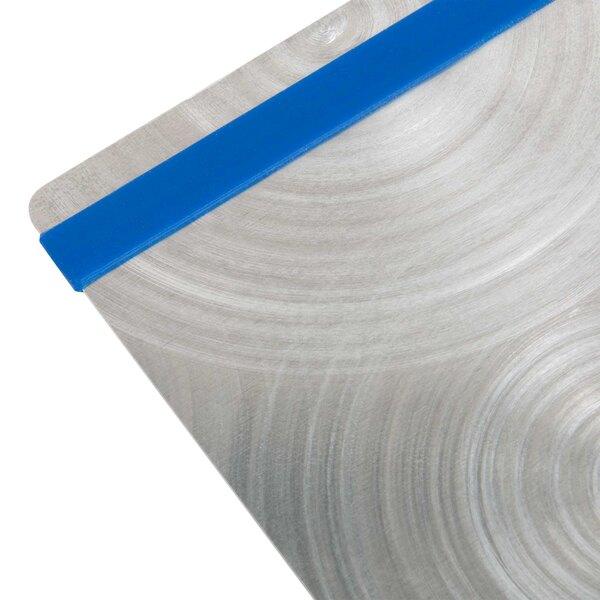 A Menu Solutions Alumitique menu board with a blue swirl.