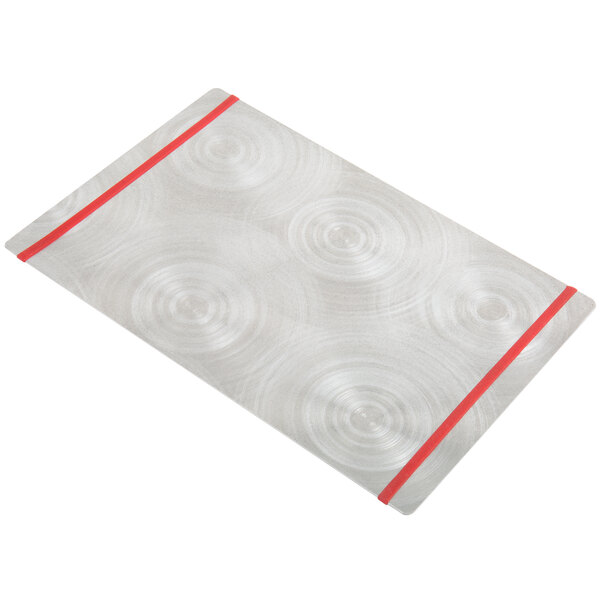 A white rectangular aluminum menu board with red bands on the edges.