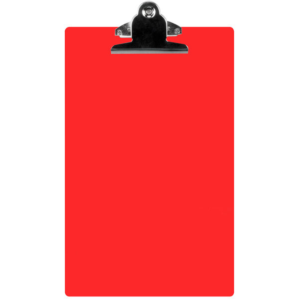 A red rectangular Menu Solutions clipboard with a metal clip.