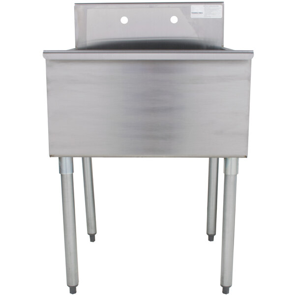 a stainless steel sink with legs