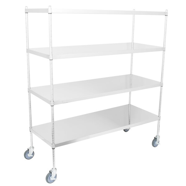 Regency 24" x 60" NSF Stainless Steel Solid Mobile 4Shelf Kit with 64