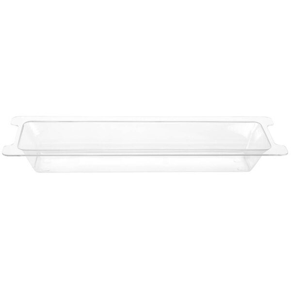 A clear plastic tray with handles.
