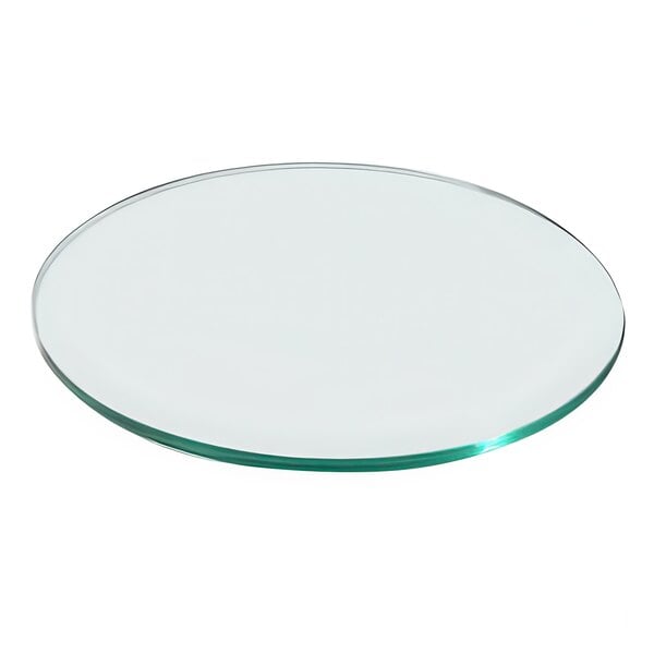 A clear tempered glass round riser shelf.