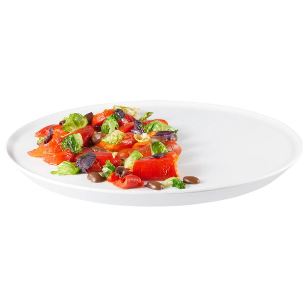 A Rosseto white melamine tray with vegetables and salad on it.