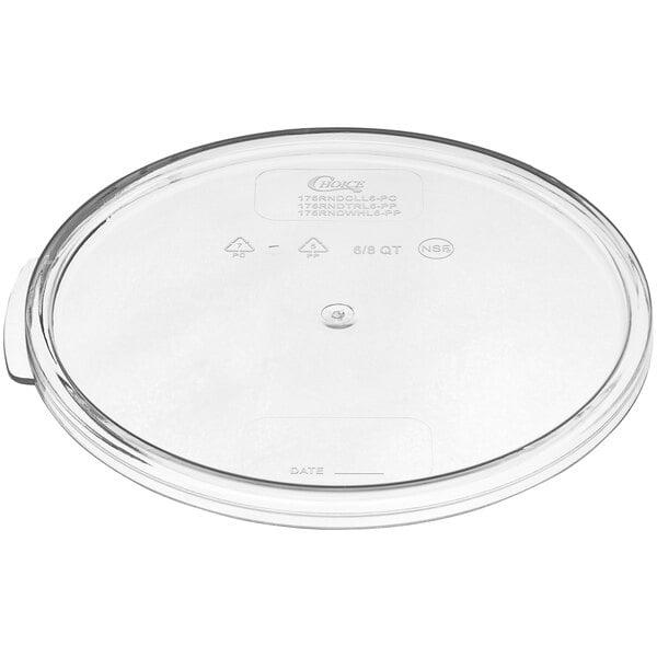 Choice 6 and 8 Qt. Translucent Round Polypropylene Food Storage Container  Lid