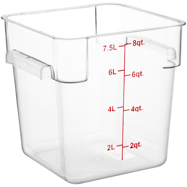 Choice 6 and 8 Qt. Red Square Polypropylene Food Storage Container Lid