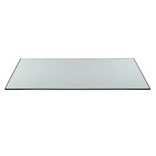 A rectangular glass surface with a black border.