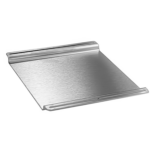 A stainless steel riser cover with a handle on it.