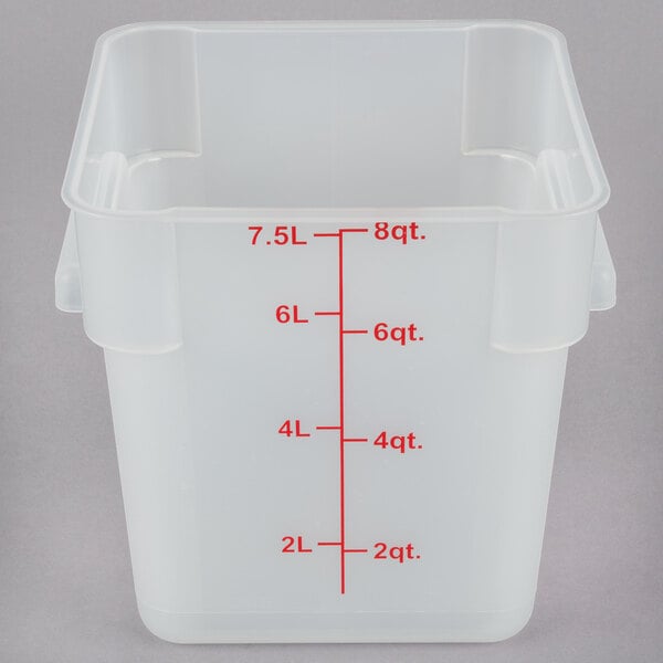 Choice 8 Qt. Translucent Square Polypropylene Food Storage Container ...