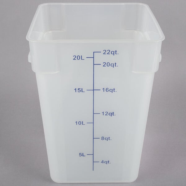 Choice 22 Qt. Translucent Square Polypropylene Food Storage Container ...