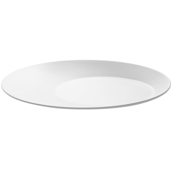 A white Rosseto melamine platter with a small rim.