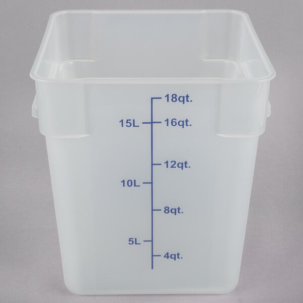 Choice 18 Qt. Translucent Square Polypropylene Food Storage Container ...