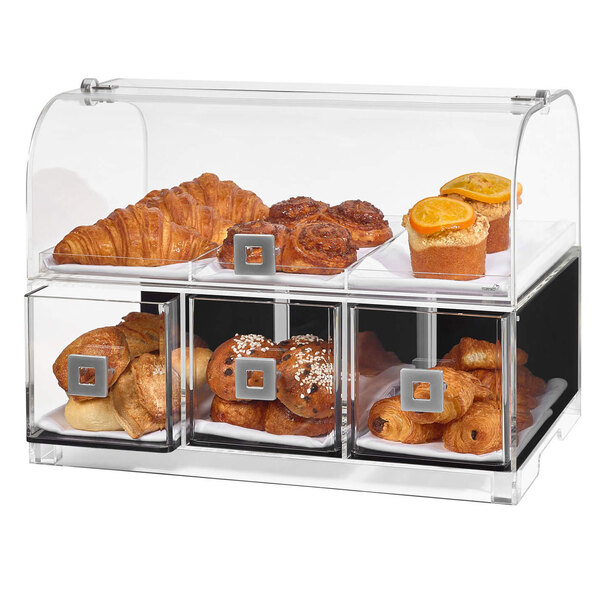 A Rosseto bakery display case with pastries displayed inside.
