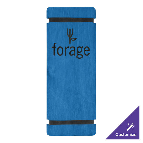 Menu Solutions WDRBB-BA True Blue 4 1/4" x 11" Customizable Wood Menu Board with Rubber Band Straps
