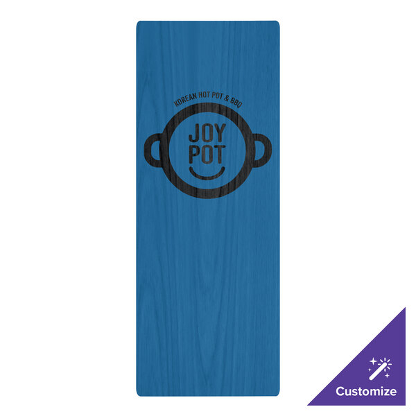 Menu Solutions WDSTR-BD True Blue 4 1/4" x 14" Customizable Wood Menu Board with Top and Bottom Strips