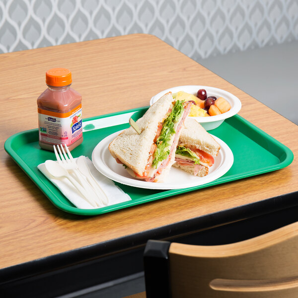 thumbnail image 2 of Green Plastic Serving Trays – 12x16 Inch Rectangle, Set Of 12 For Fast Food Or Events 2 of 6