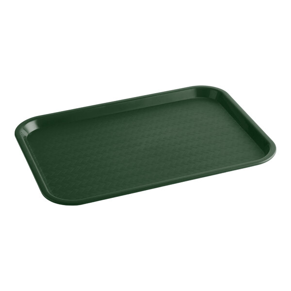 A rectangular forest green plastic fast food tray.