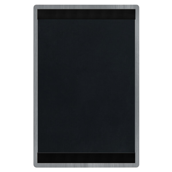 A black rectangular board with a silver stripe.
