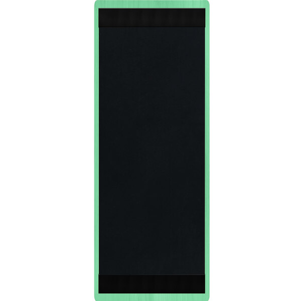 A rectangular black board with a green border.