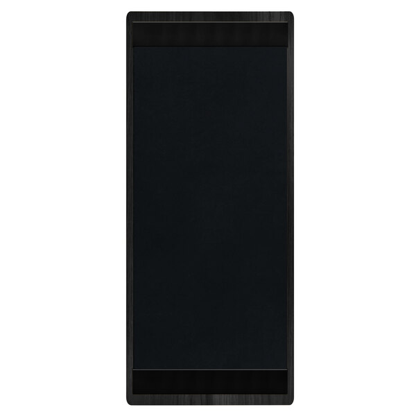 A black rectangular object with a black border.