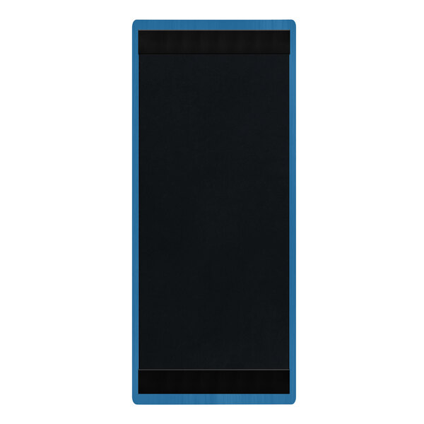 Menu Solutions WDSTR-BA True Blue 4 1/4" x 11" Customizable Wood Menu Board with Top and Bottom Strips