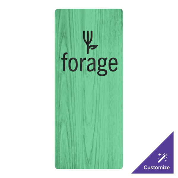 A green rectangular wood menu board with top and bottom strips in black.