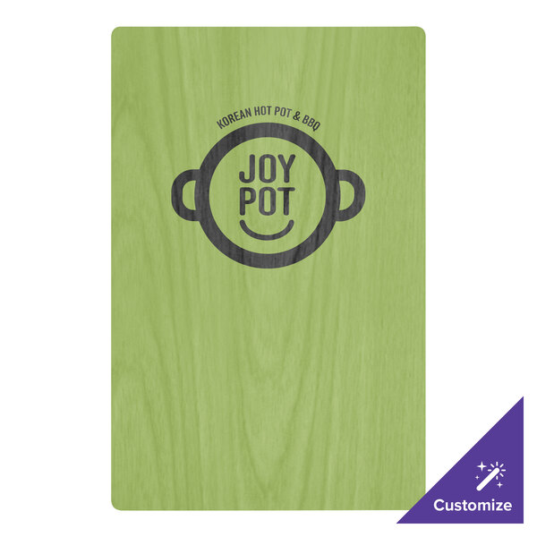 A green wood board with a logo on it.