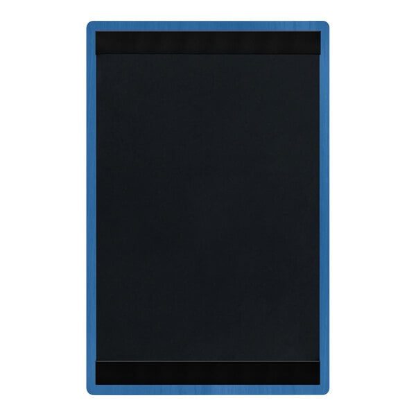 Menu Solutions WDSTR-A True Blue 5 1/2" x 8 1/2" Customizable Wood Menu Board with Top and Bottom Strips