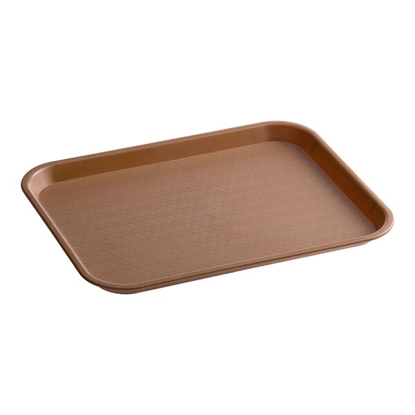 A brown rectangular plastic fast food tray.