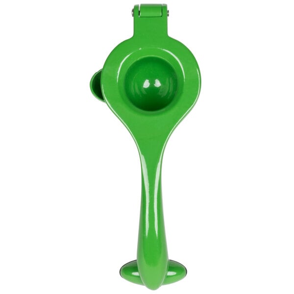 A Tablecraft green zinc alloy handheld juicer.