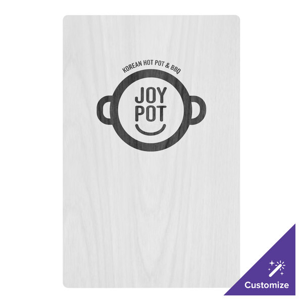 A white wood Menu Solutions sign with a black and white logo on it.