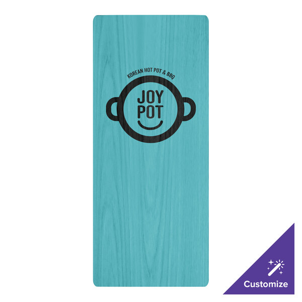 A Sky Blue wood menu board with a logo on it.