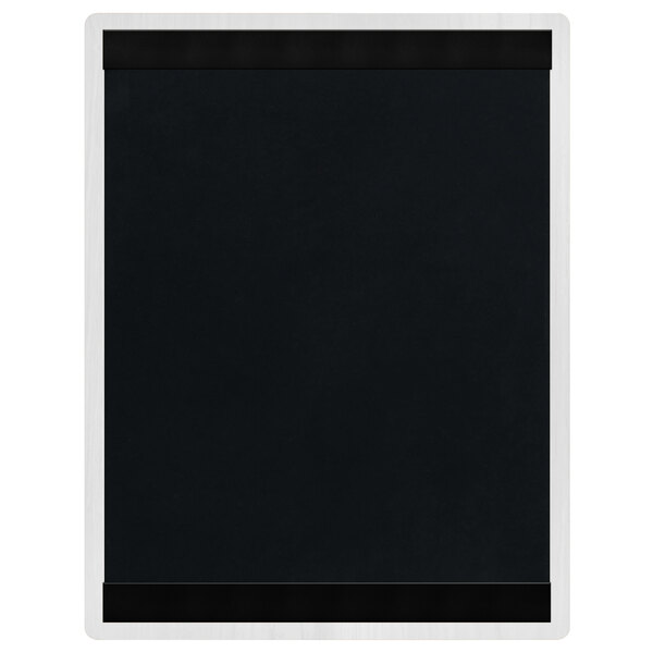A white rectangular board with black strips at the top and bottom.
