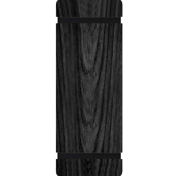 A black rectangular wood menu board with black rubber band straps.