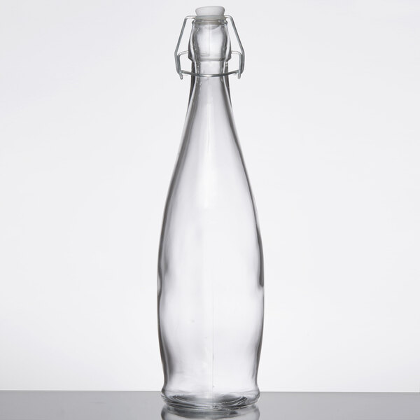 Acopa 32 Oz Clear Glass Bottle With Wire Bail Swing Top Lid 6 Case
