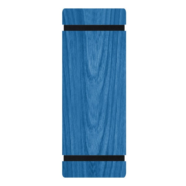 Menu Solutions WDRBB-BD True Blue 4 1/4" x 14" Customizable Wood Menu Board with Rubber Band Straps